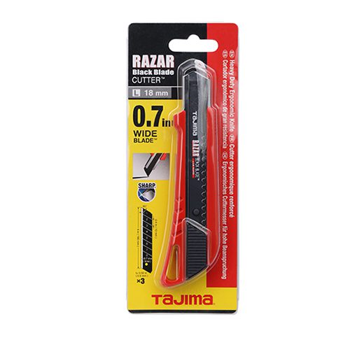 Tajima LC-520 Auto Lock Knife with Ergonomic Handle and 3 Razar  snap-blades, 3/4-Inch, Black